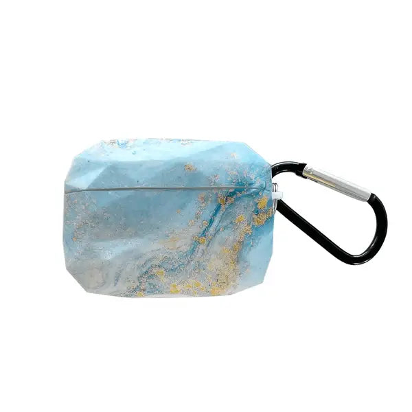Blue Geometric Marble AirPods Case